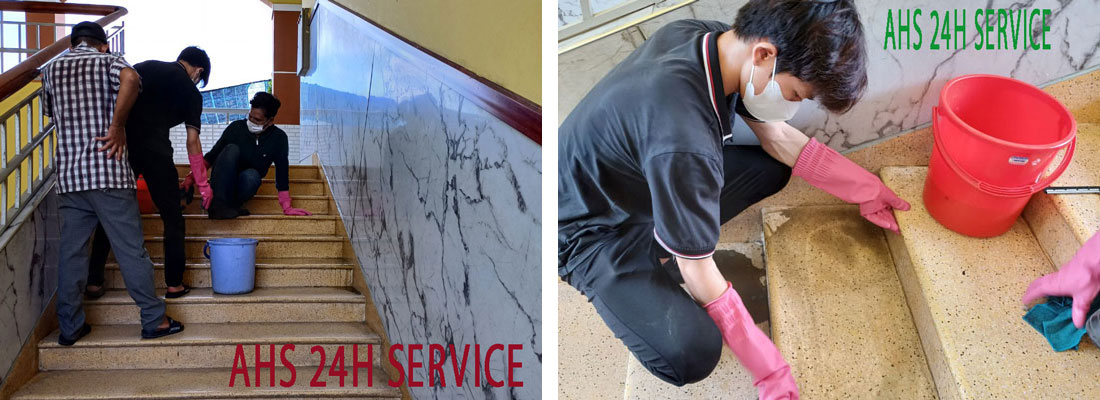 Cầu thang đá mài lâu năm