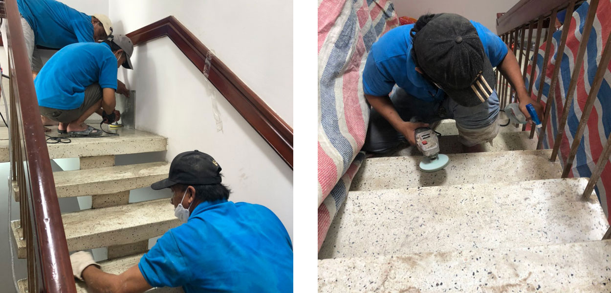 phục hồi lại độ bóng của cầu thang